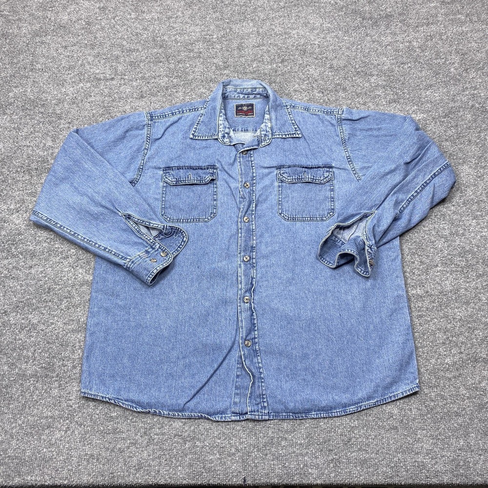 Wrangler Shirt Mens 2XL Blue Long Sleeve Button Pockets Casual Everyday